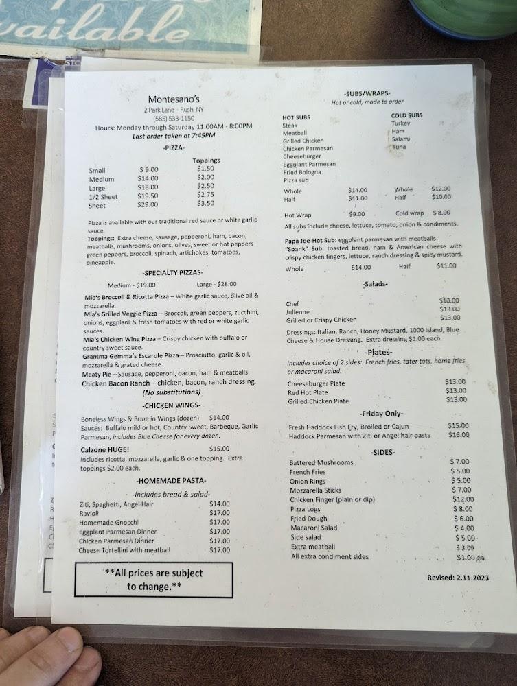 Montesano's Pizza Menu image 2