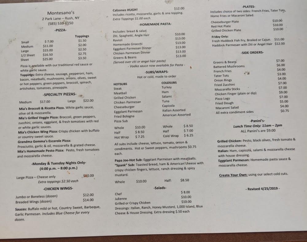 Montesano's Pizza Menu image 3